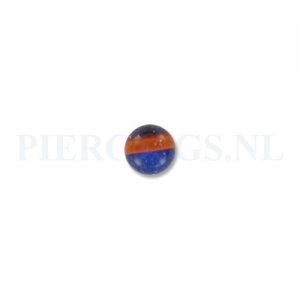 Balletje 1.6 mm acryl blauw-oranje met glitters 6 mm