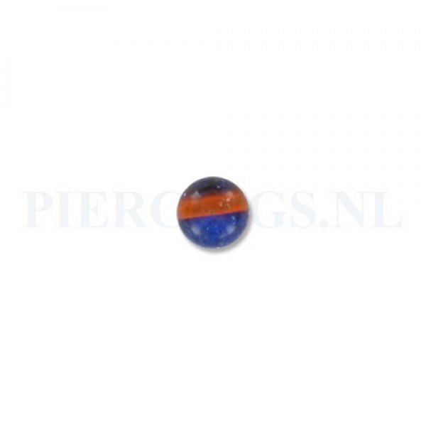 Balletje 1.6 mm acryl blauw-oranje met glitters 6 mm