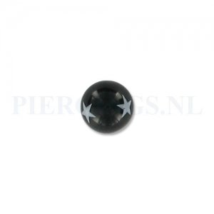 Balletje 1.6 mm acryl zwart met ster 6 mm