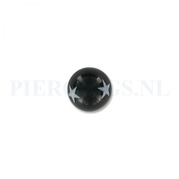 Balletje 1.6 mm acryl zwart met ster 6 mm