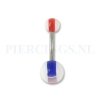 Navelpiercing acryl wit rood wit blauw