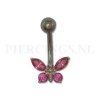 Navelpiercing vlinder roze