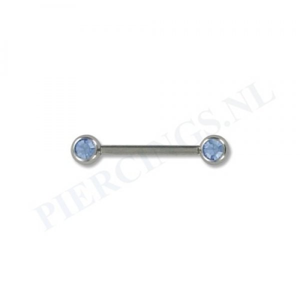 Tepelpiercing kristal licht blauw