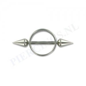 Tepelpiercing shield ronde spikes L