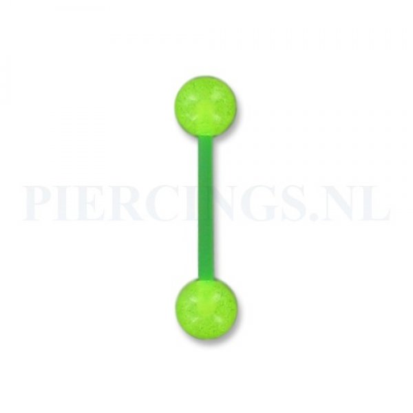 Tongpiercing flexibel UV-geel-groen